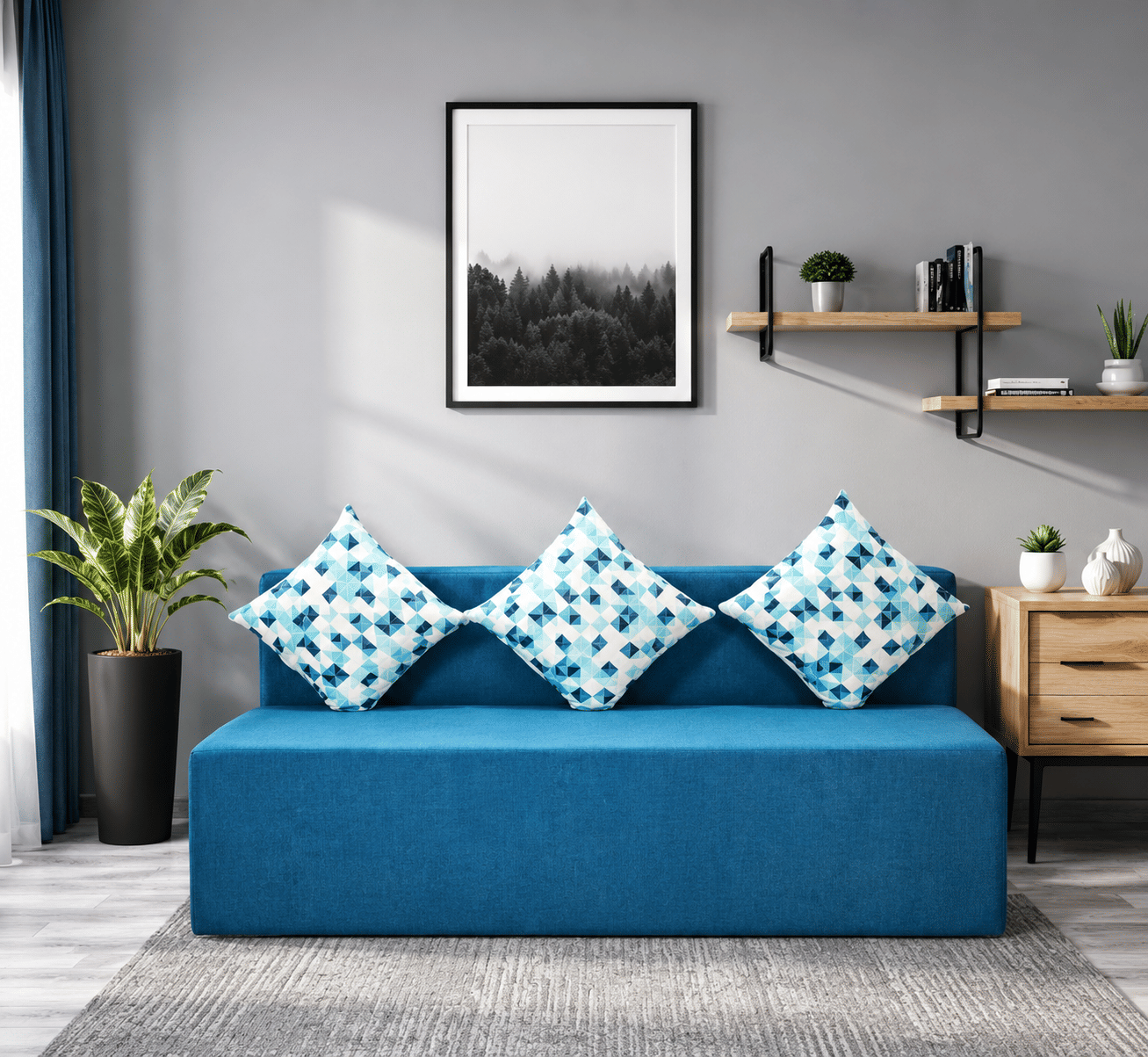 Seventh Heaven jute sofa cum bed 3 seater double fold