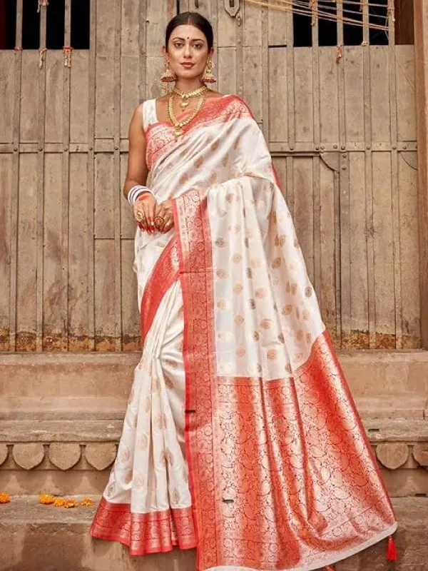 Women's Kanjivaram Soft Lichi Silk Saree With Blouse Piece