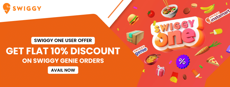 Get flat 10% discount on swiggy genie orders