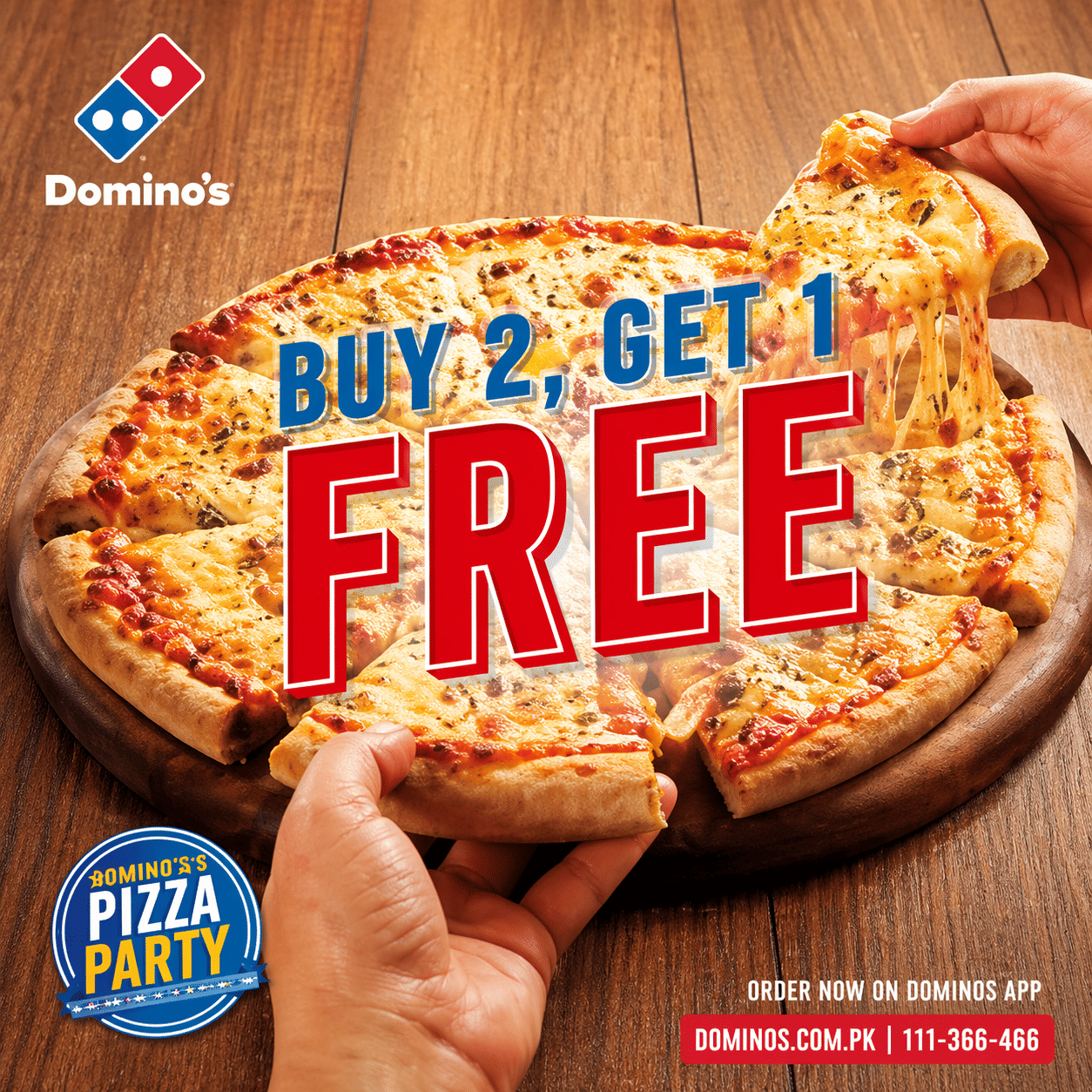 Buy 2 Get 1 Free Medium Pizzas