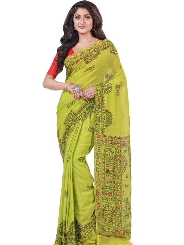 DESH BIDESH Tribal Art Handloom Cotton Saree