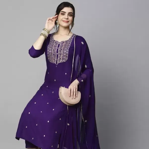 Gosriki Women Cotton Blend Kurta Pant Dupatta Set