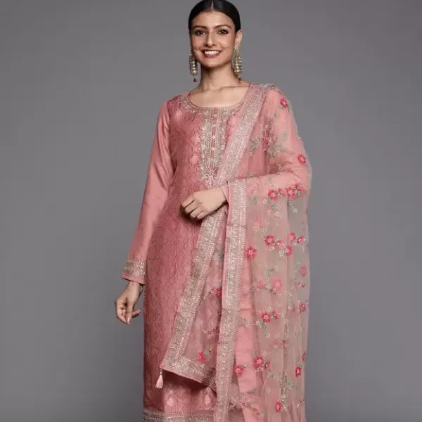 LIBAS Women Silk Blend Kurta Pant Set