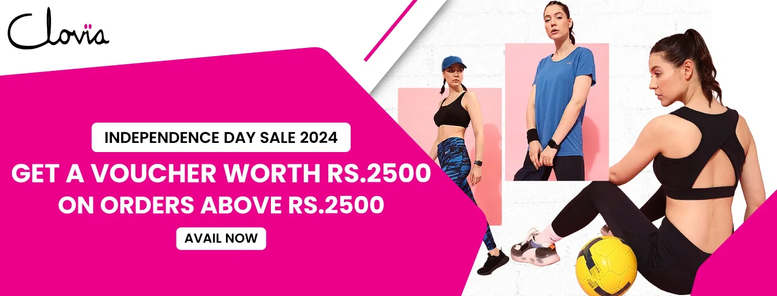 Get a voucher worth rs. 2500 on orders above rs. 2500 with Clovia Independence Day Sale 2024