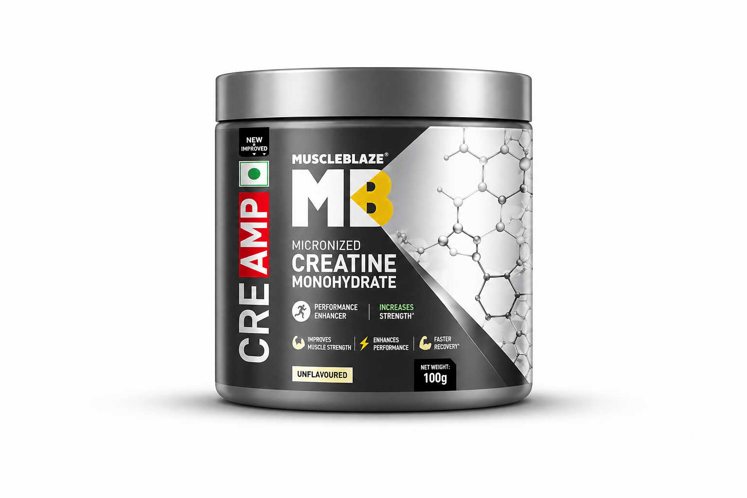 MuscleBlaze CreAMP creatine monohydrate bottle