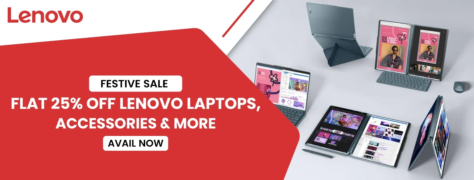 Flat 25% off on Laptops, accessories and more with Lenovo Festive Sale