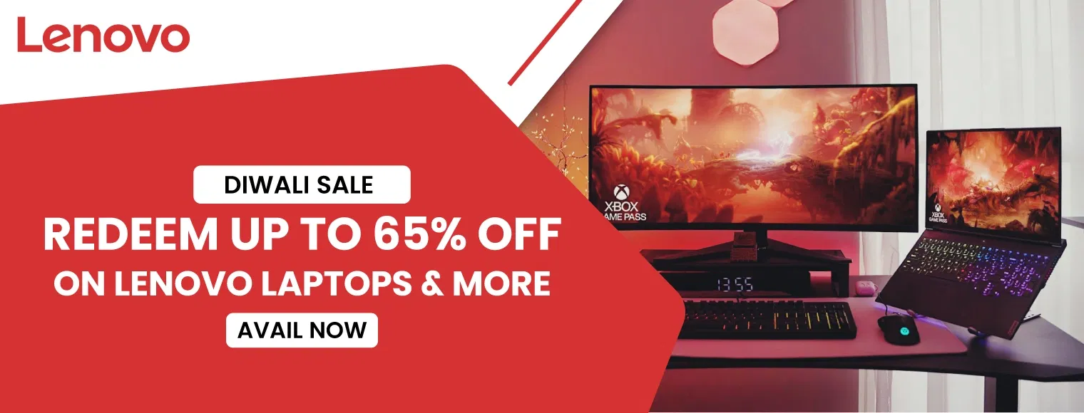 Redeem up to 65% off on lenovo laptops with Diwali Sale