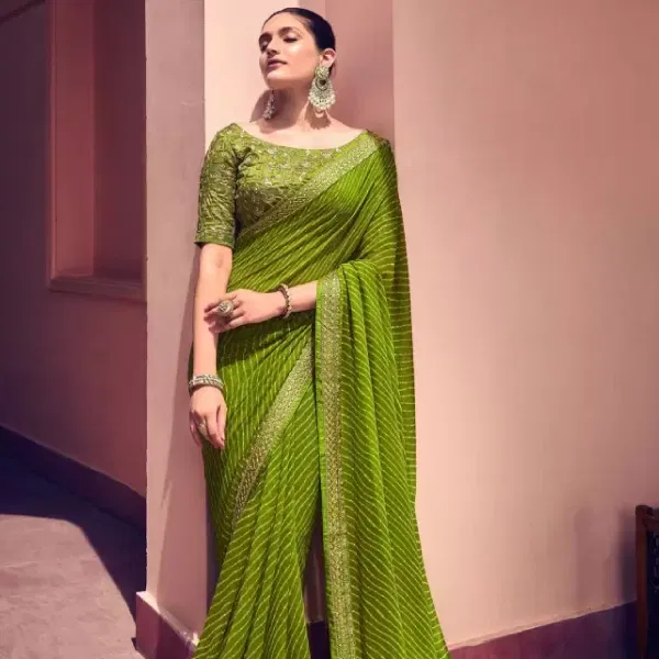 SIRIL Embellished Bandhani Georgette Saree