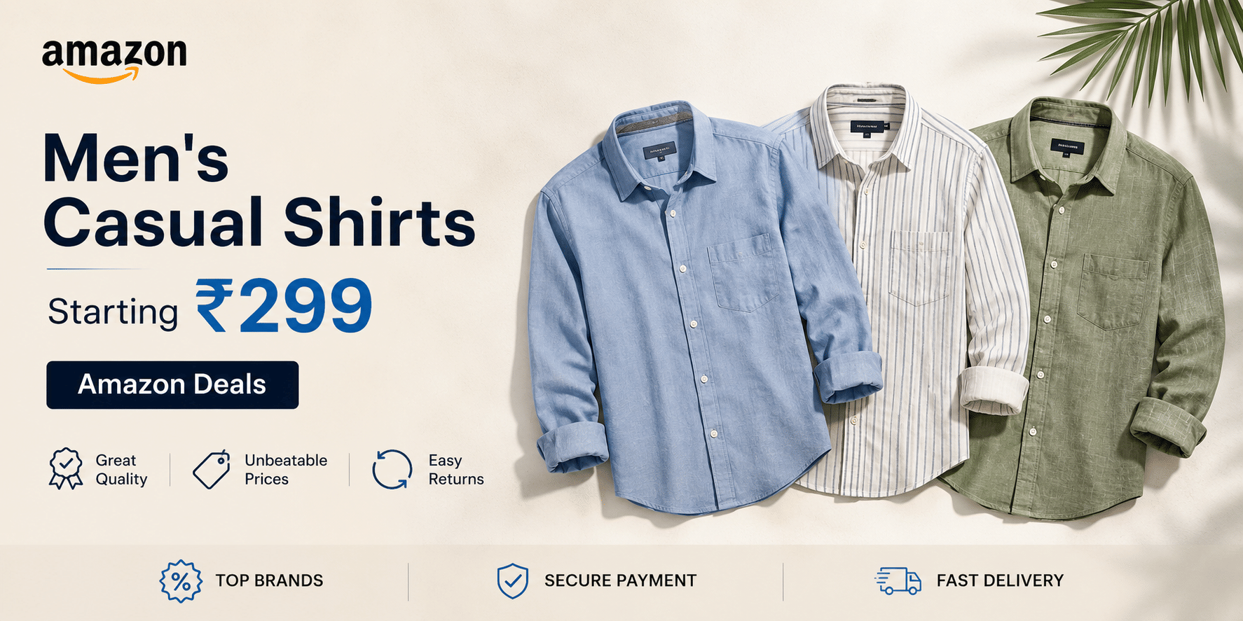 mens casual shirts starting ₹299 amazon deals