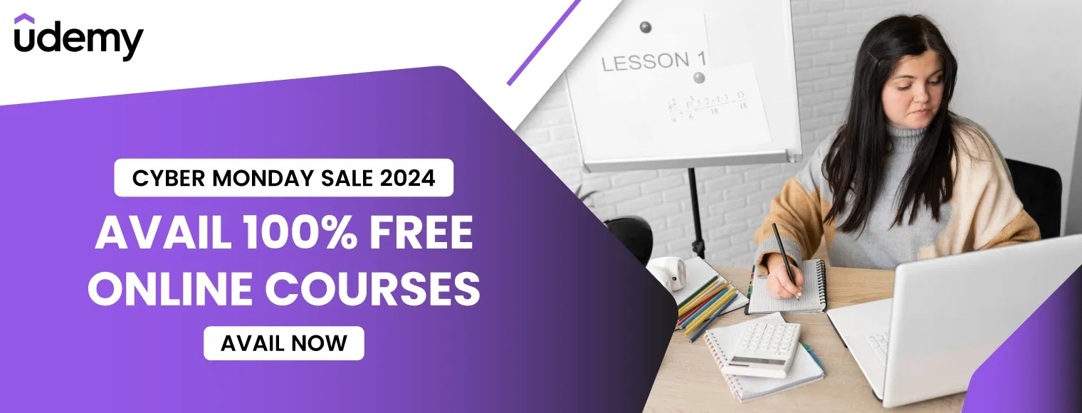 Avail 100% free online courses with Udemy Cyber Monday Sale 2024