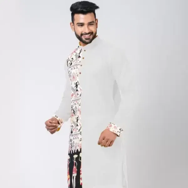 Rainbow Clothes Men Tribal Pure Cotton Straight Kurta