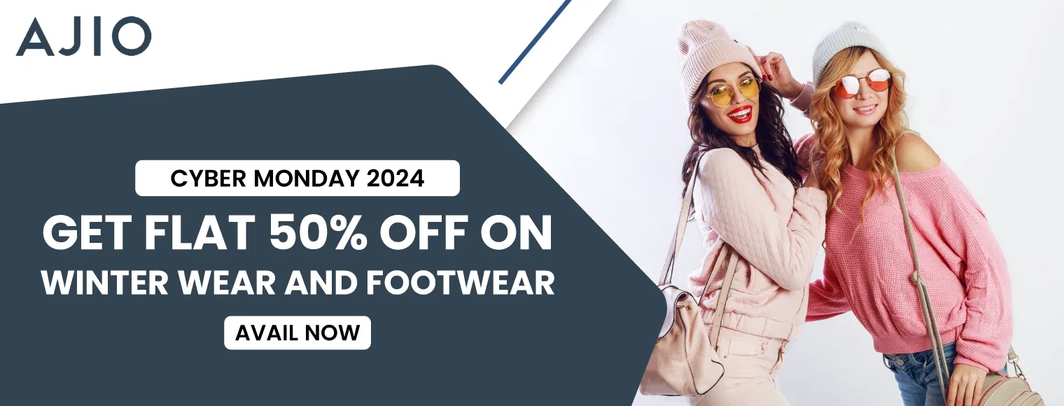 Flat 50% off on winter wear and footwear with Ajio Cyber Monday Sale 2024