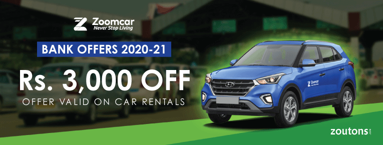 Zoomcar Axis Bank Offers ( Jan 2021): Get Up To Rs.3,000 Off On Car Rentals