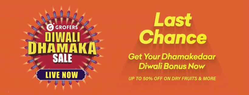 Grofers Diwali Dhamaka Sale (2021) : Up To 50% OFF On Dry Fruits, Beverages & More