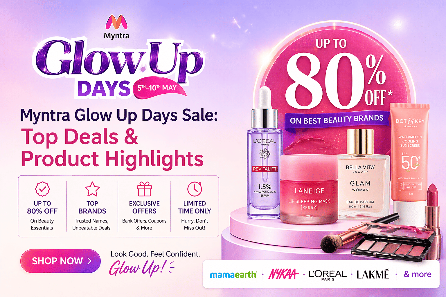 Myntra Glow Up Days Sale: Top Deals & Product Highlights