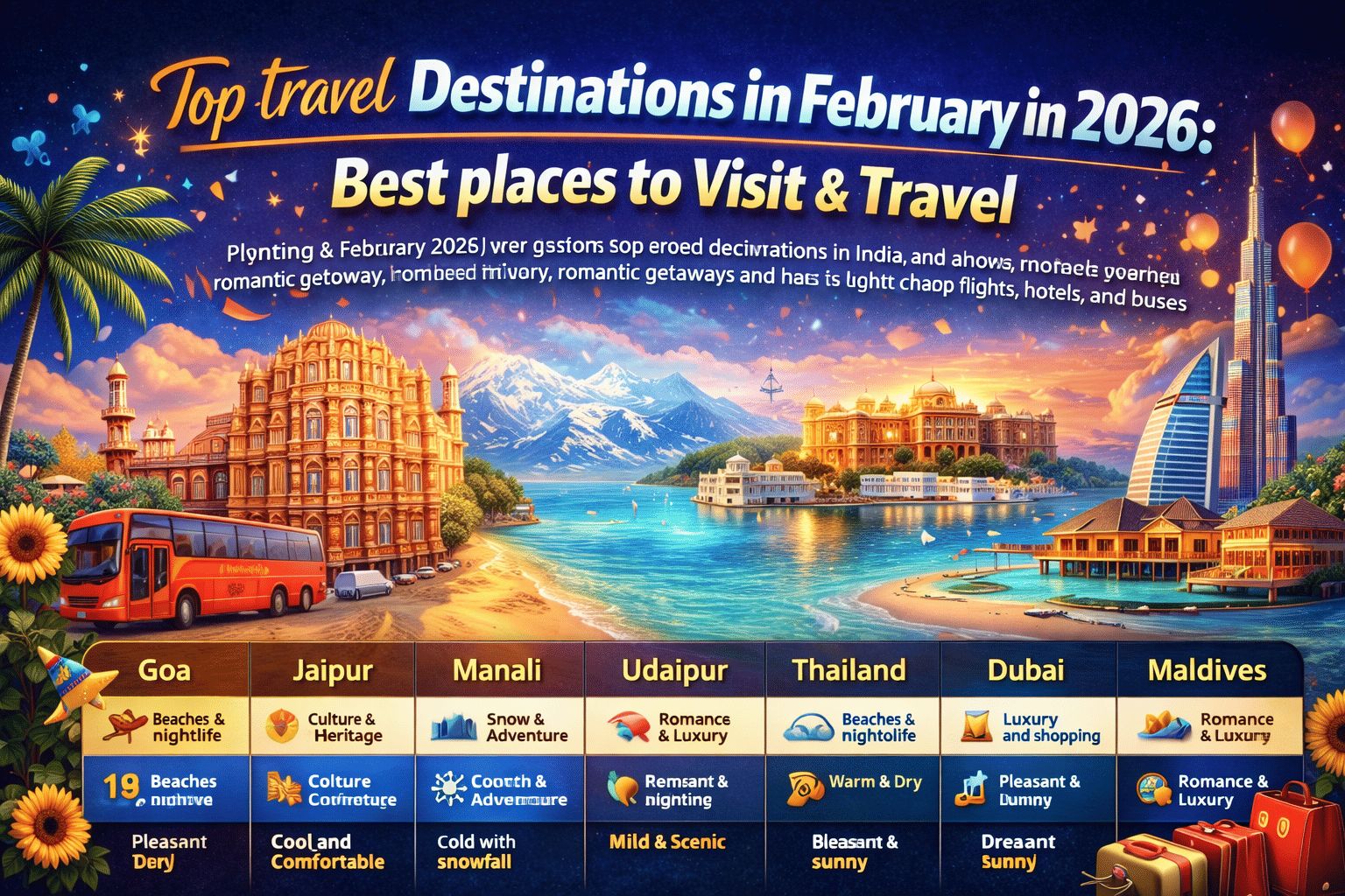 Top travel Destinations in February in 2026: Best places to Visit & Travel