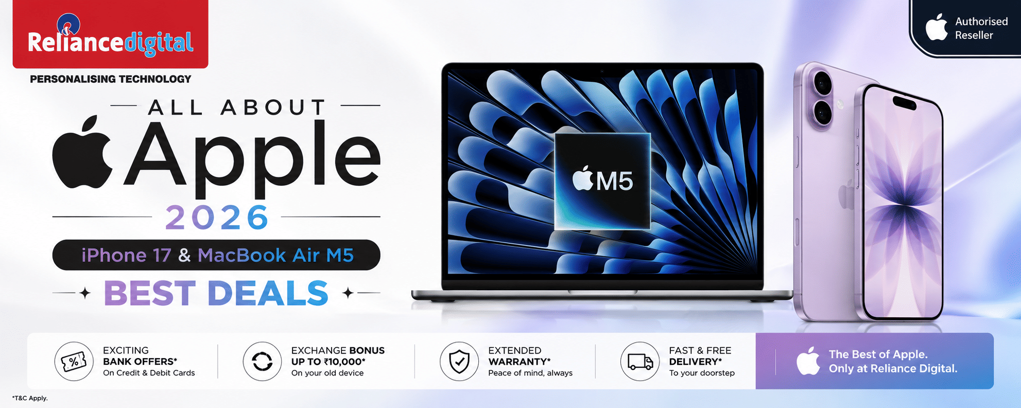 Reliance Digital All About Apple Is Live — iPhone 17 at ₹59,990 & MacBook Air M5 EMI from ₹2,803