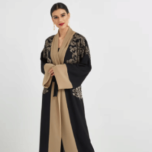 Detailed Embroidered Abaya Black