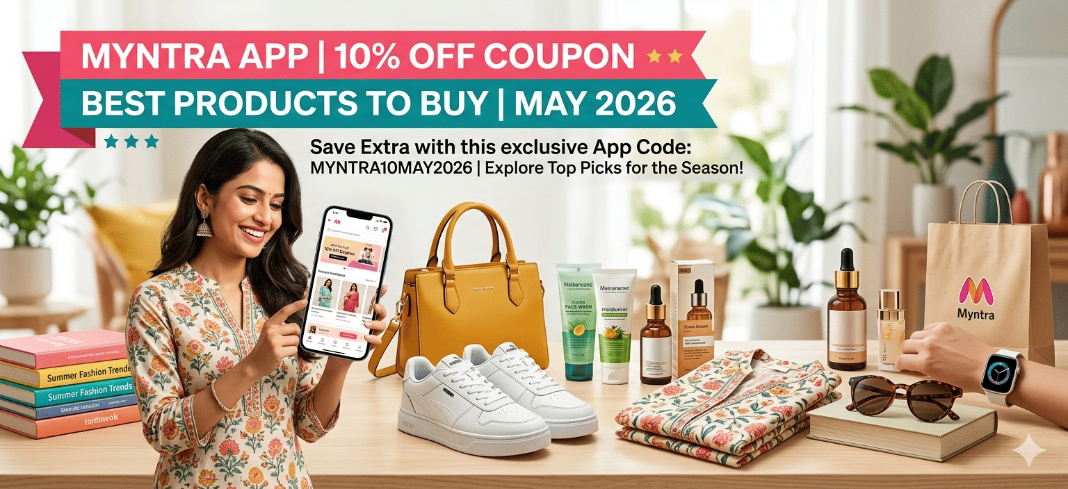 Myntra app exclusive 10% off coupon May 2026 — best products to buy today