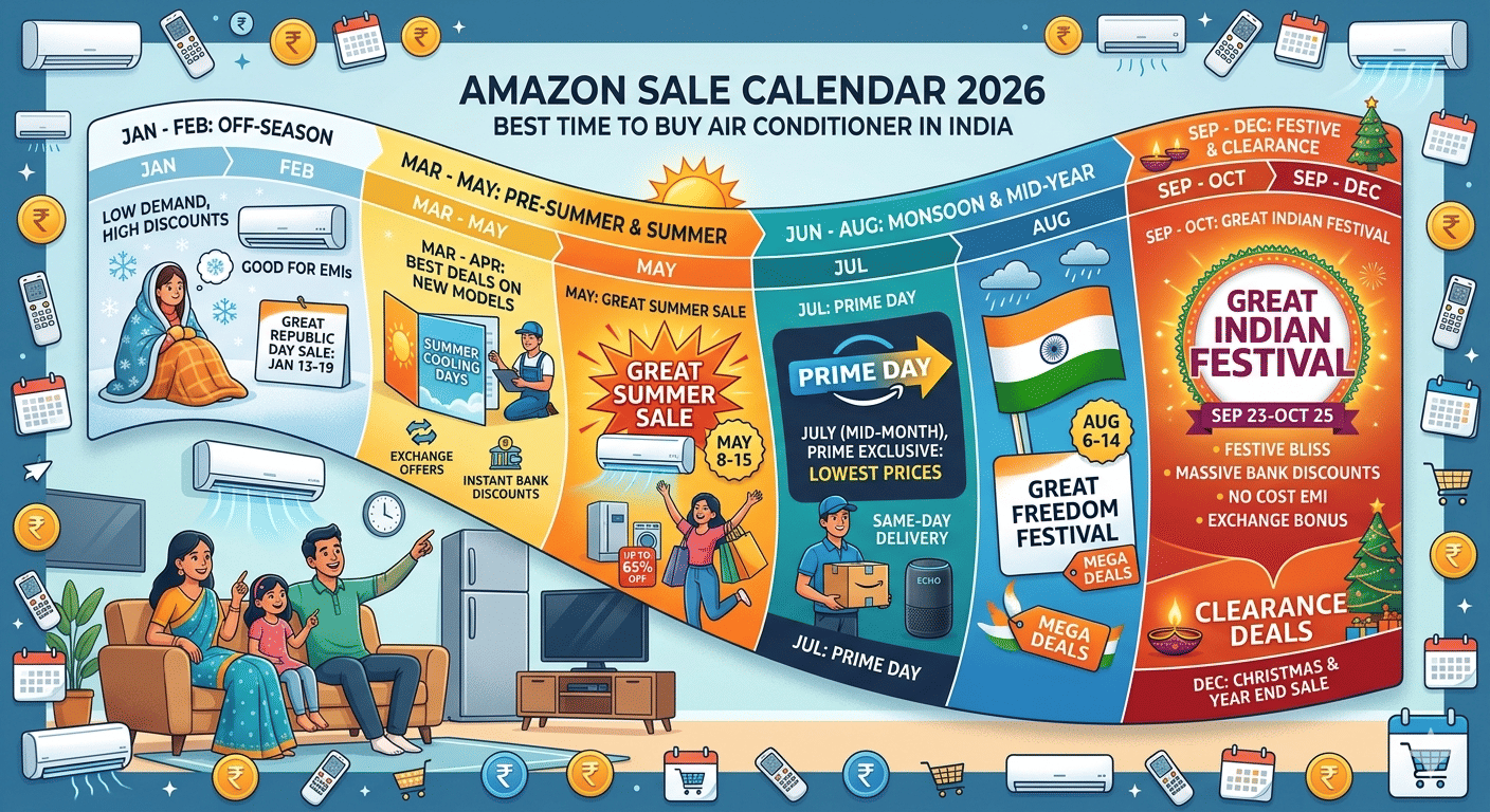 Best time to buy air conditioner in India - Amazon sale calendar 2026