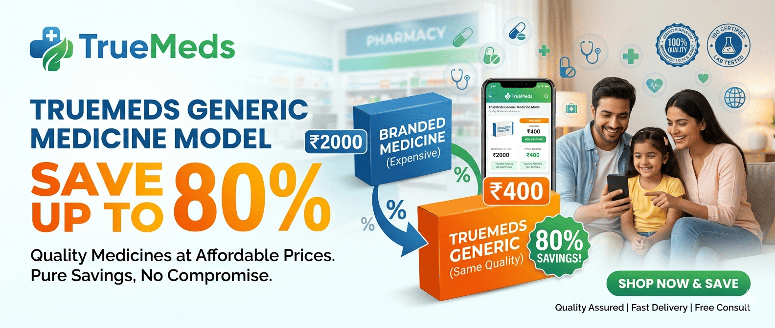 TrueMeds generic medicine model saves up to 80% on prescriptions in India 2026