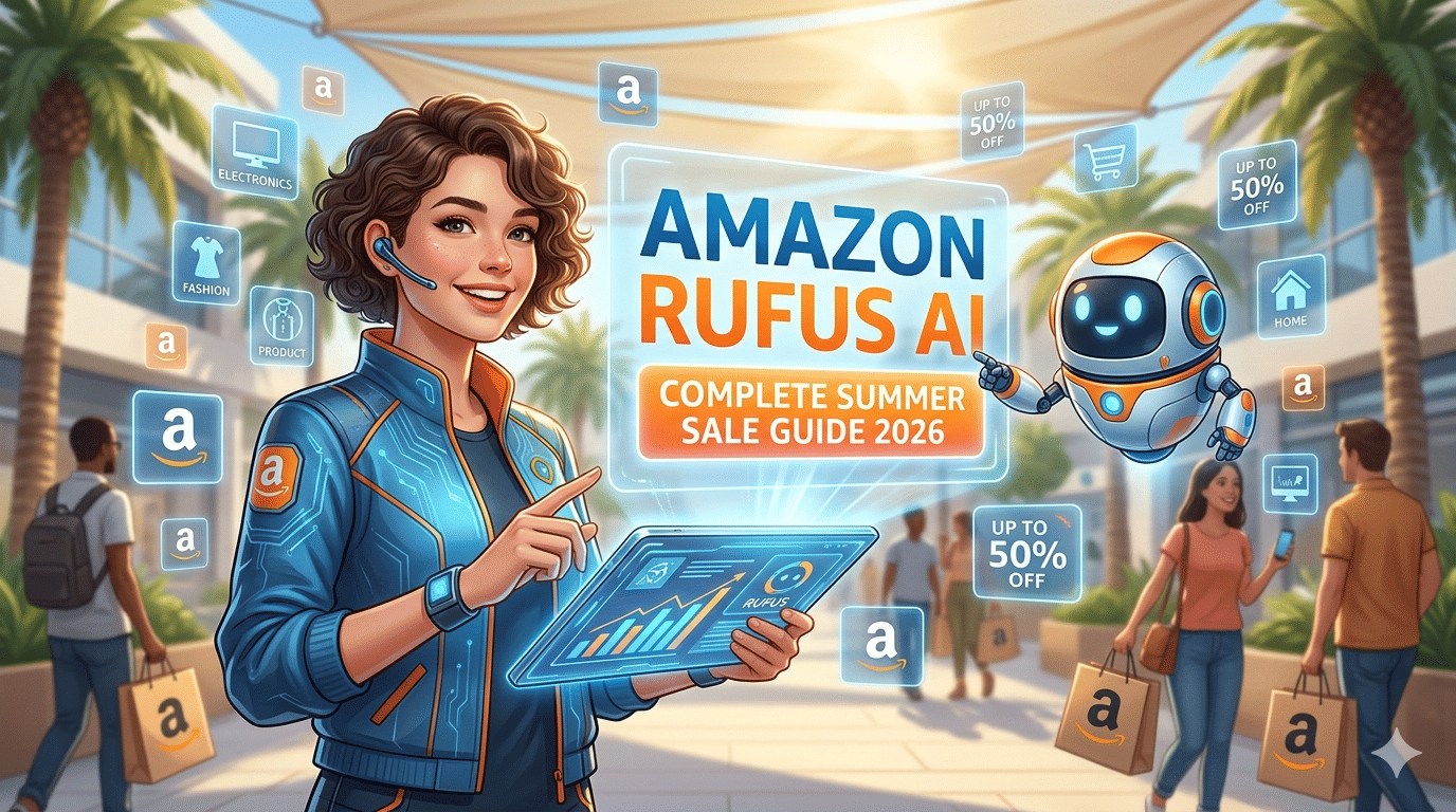 Amazon Rufus AI shopping assistant on mobile phone screen with chat interface and product recommendations