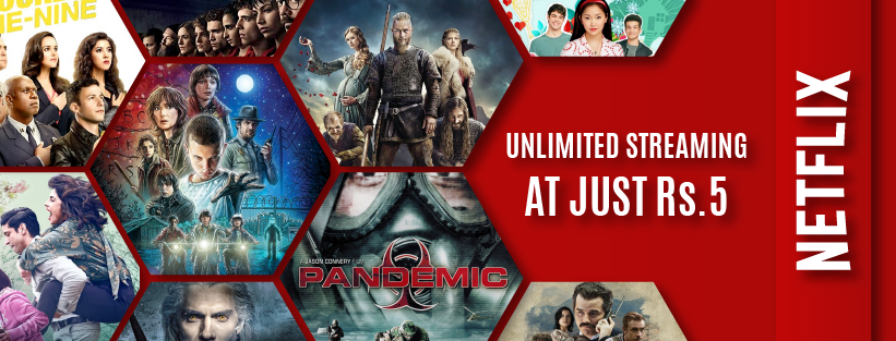 Netflix Coupons, Promo Codes And Offers : Get Unlimited Streaming At Rs.5