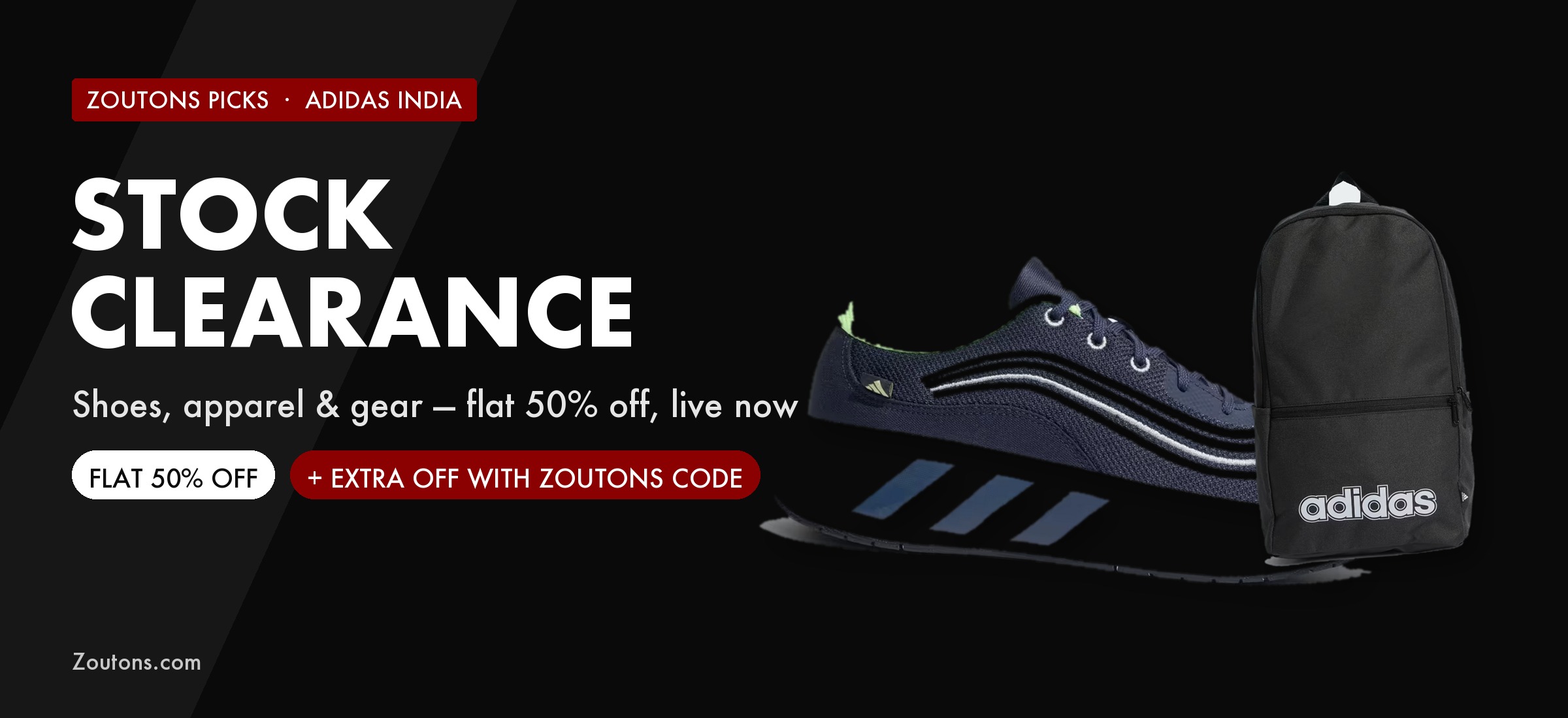 Adidas Stock Clearance Sale 2026: 18 Picks at Flat 50% Off + Extra Zoutons Code
