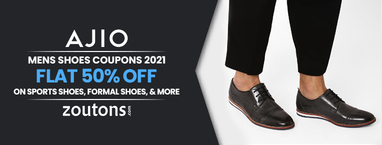 Ajio Mens Shoes Coupons 2021 (July Special): Flat 50% Off On Sports Shoes, Formal Shoes, And More