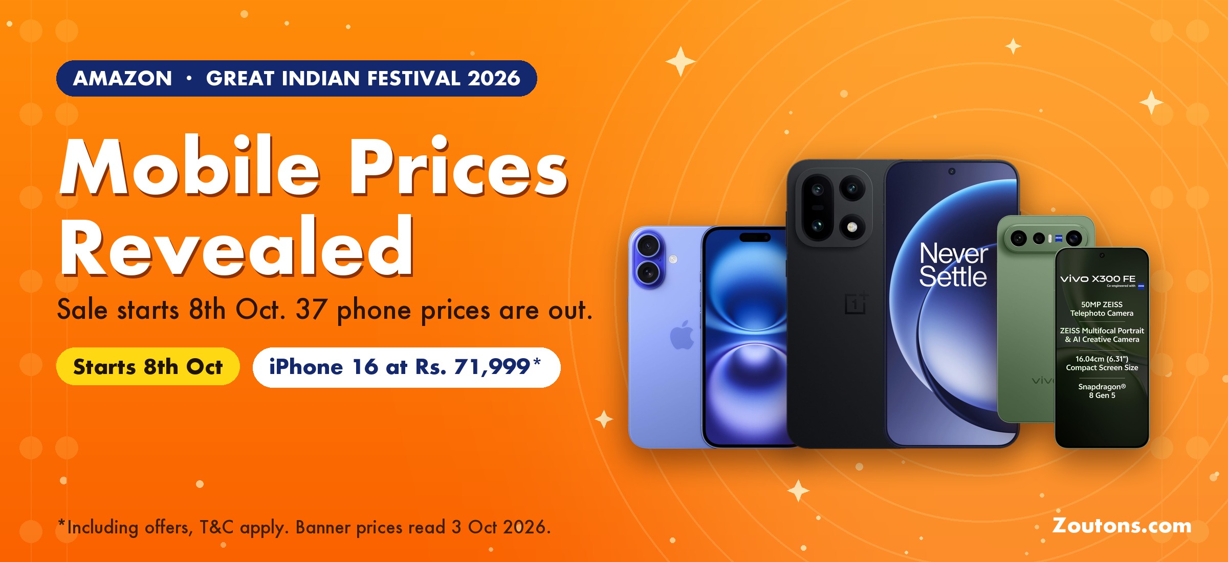Amazon Great Indian Festival 2026 Mobile Price List: iPhone 16 at Rs. 71,999
