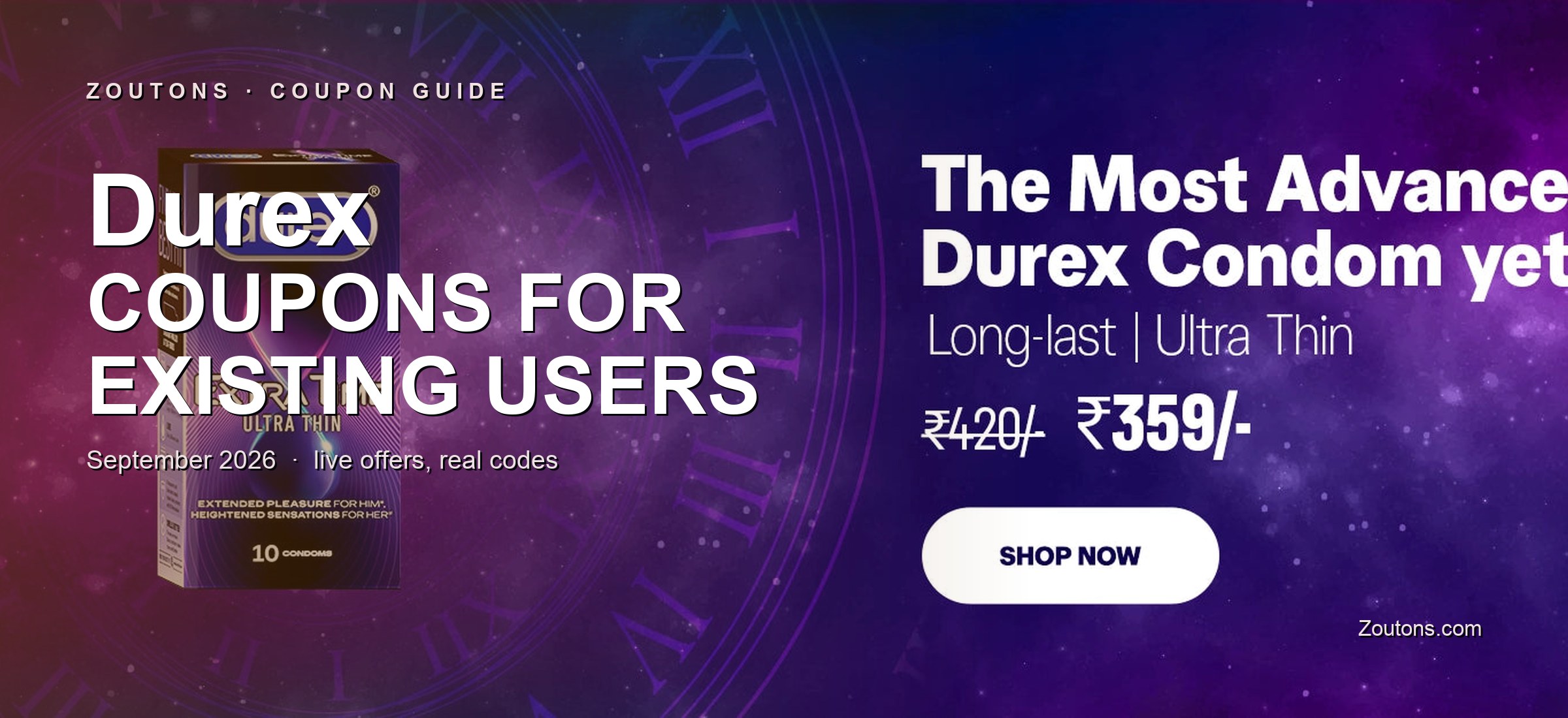 Durex coupons for existing users, September 2026