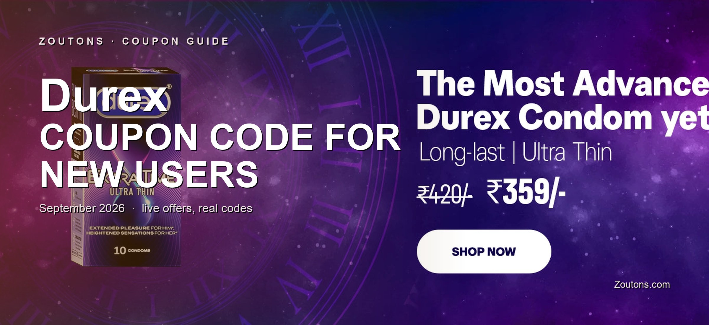 Durex coupons for new users, September 2026