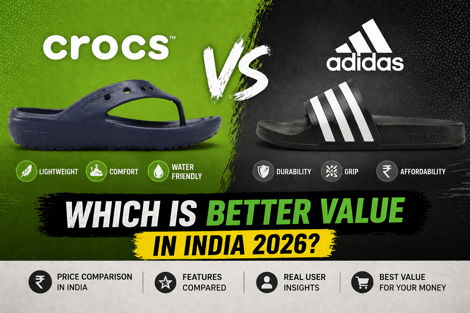crocs vs adidas slides which is better value in india