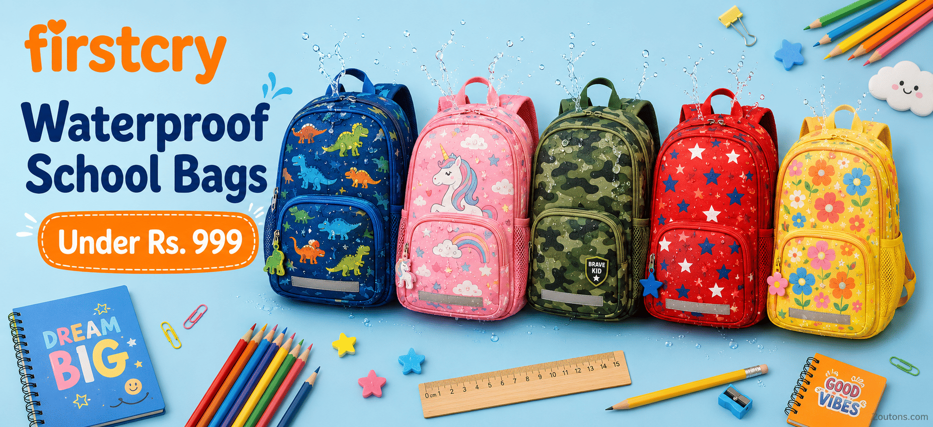 10 Best Waterproof School Bags for Kids on Firstcry Under Rs. 999 (2026)