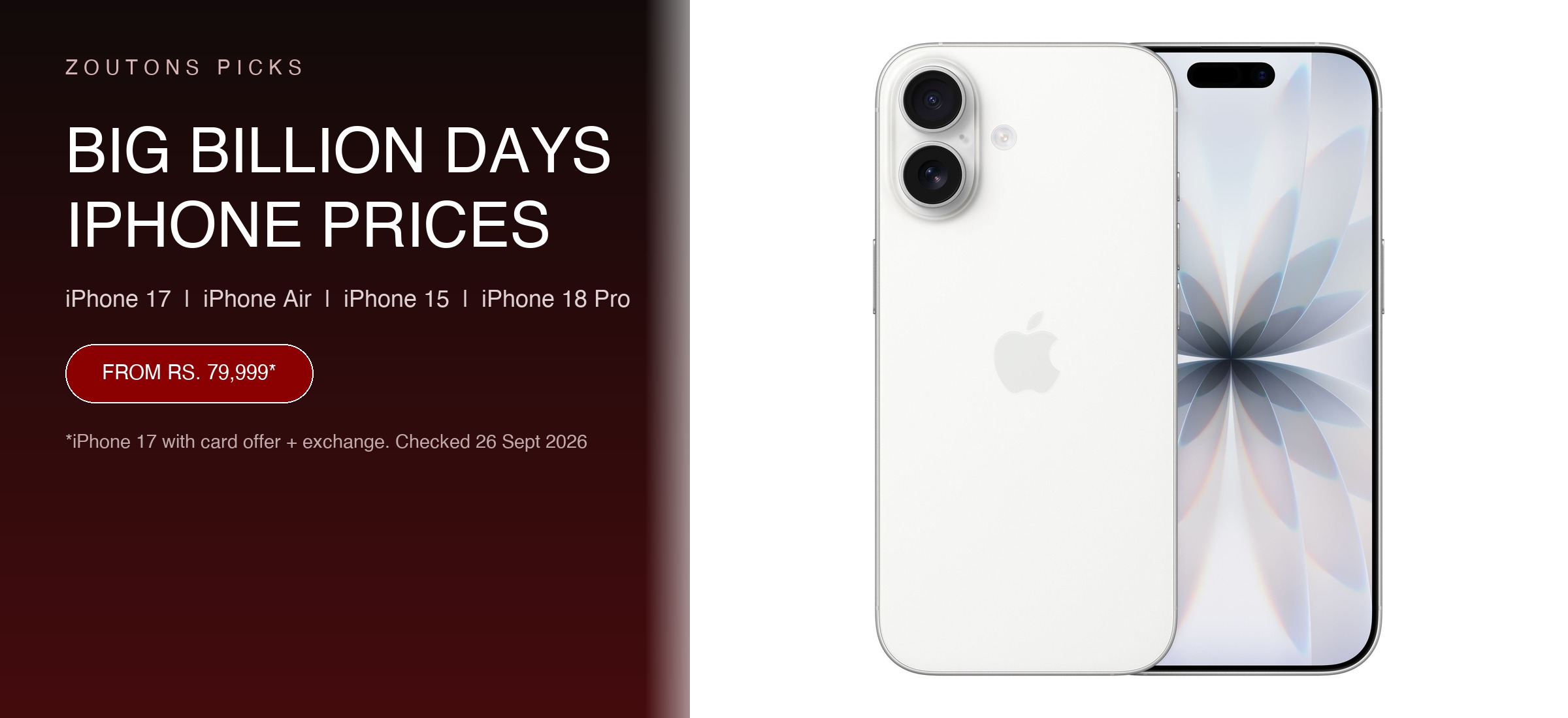 Flipkart BBD 2026 iPhone Prices: iPhone 17 at Rs. 79,999, Air, 15, 18 Pro