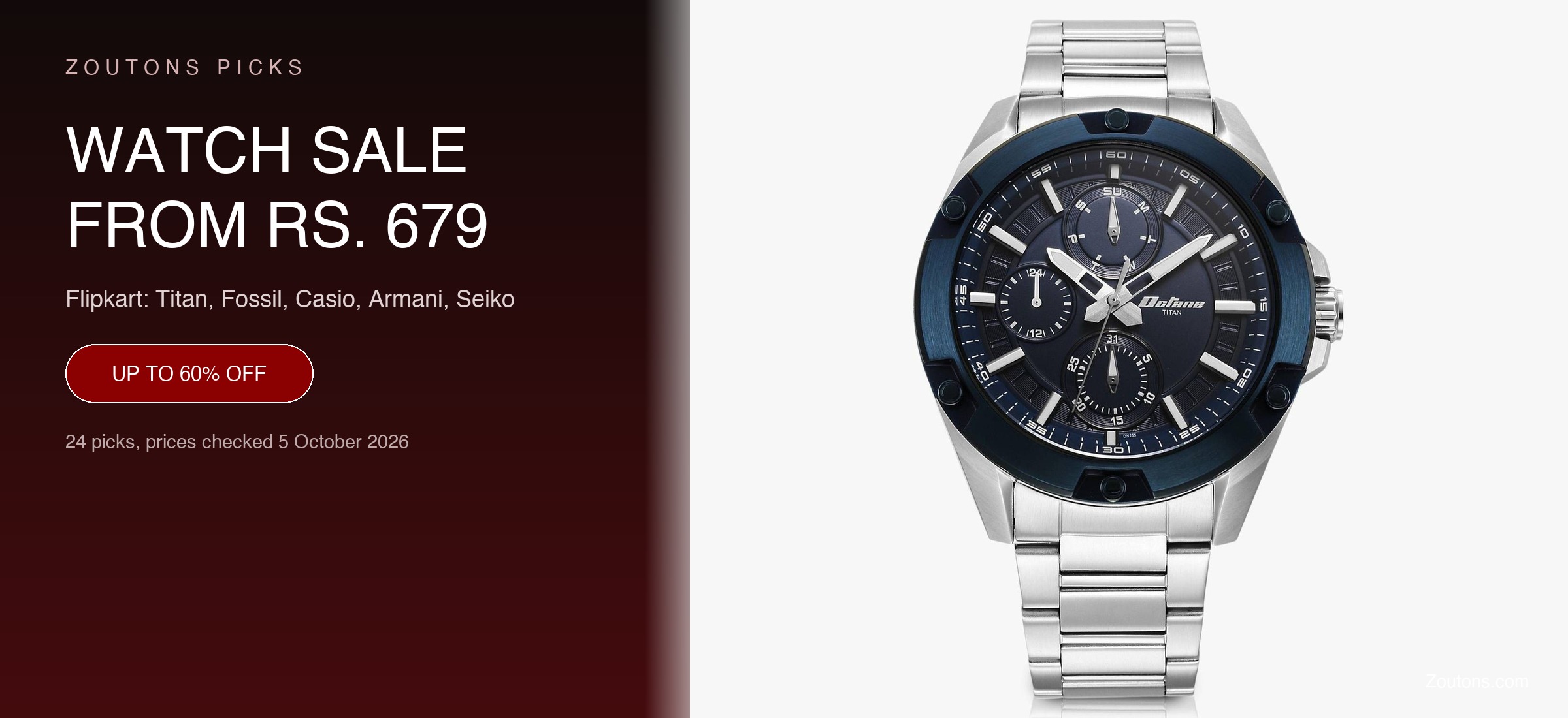 Flipkart Watch Sale 2026: Titan, Fossil, Casio and Armani Deals From Rs. 679