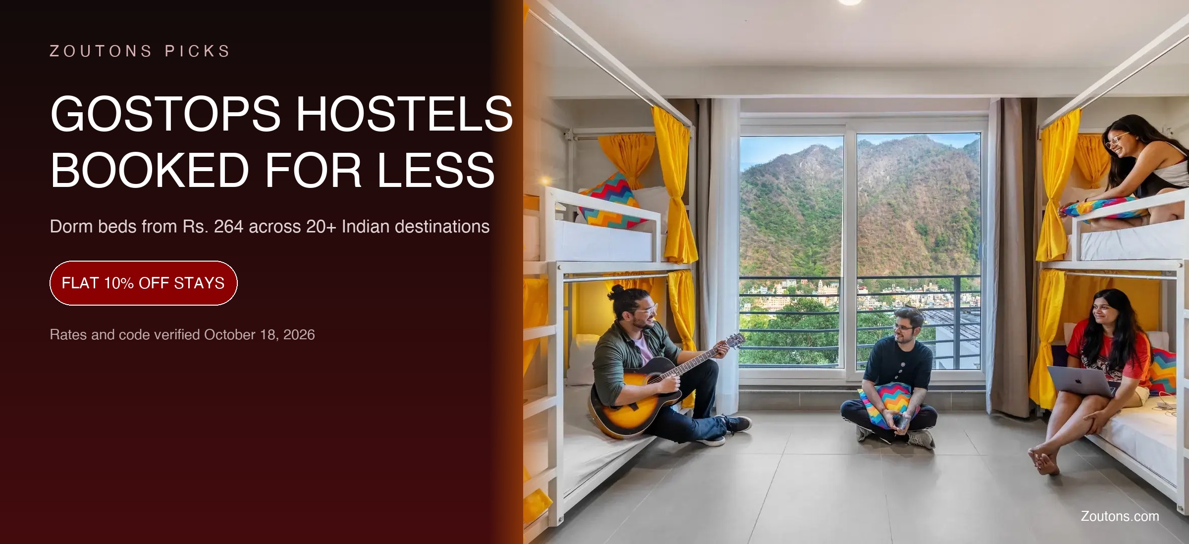 goSTOPS Hostel Booking Guide: Dorms From Rs. 264 a Night + 10% Code