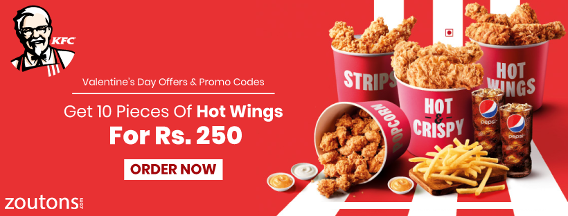 KFC Valentine’s Day Offers & Promo Codes 2021: Get 10 Hot Wings For Just Rs.250
