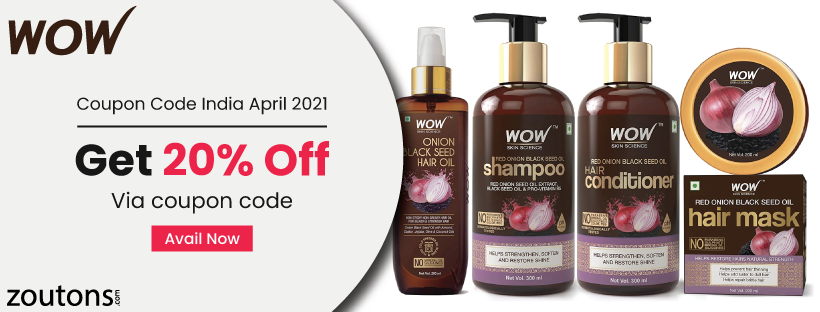 WOW Coupon Code India | May 2021: Get Extra 20% Off + Free Shipping on Skincare, Haircare Products & More