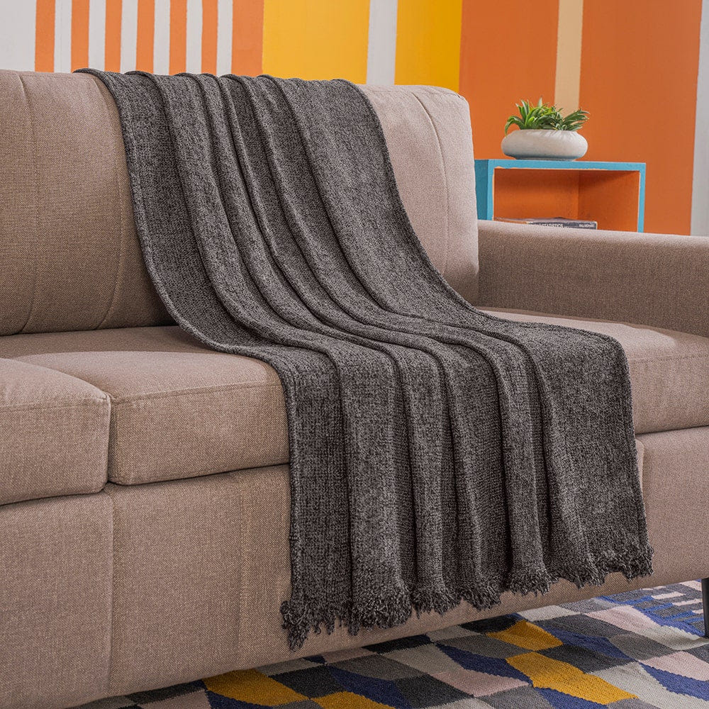 Premium Soft Chenille Throw for Sofa, Bed & Couch — Grey