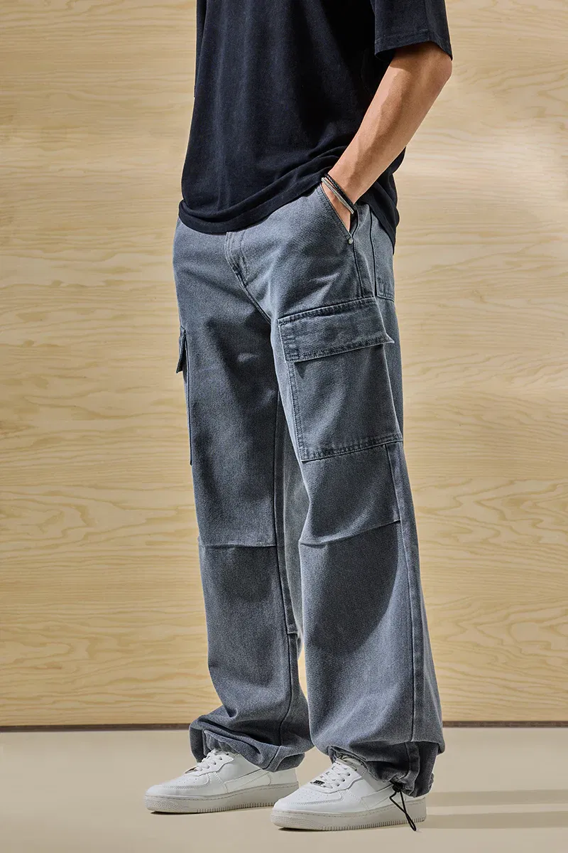 Baggy Denim Parachute Pants