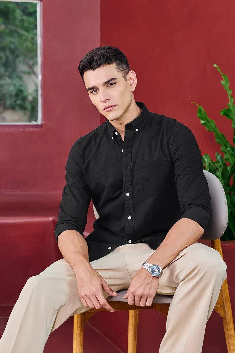 Core Lab Black Button-Down Slim Fit