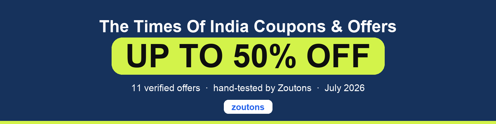The Times Of India Coupons July 2026