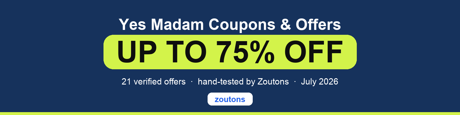 Yes Madam Coupons July 2026