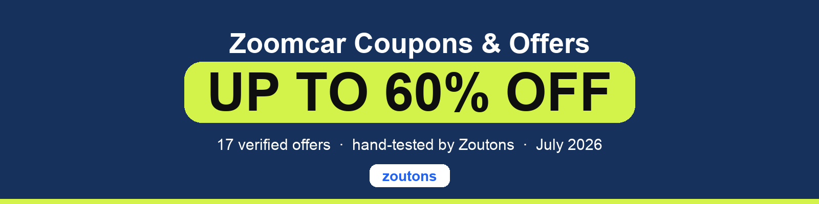 Zoomcar Coupons July 2026