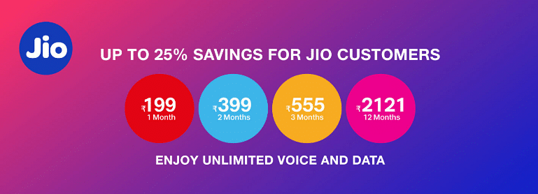 Jio Mobile Recharge Online Offers 