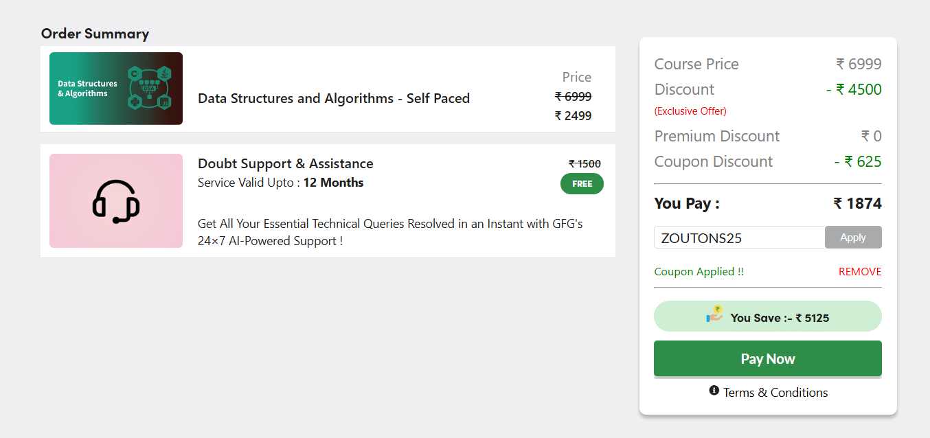 working proof of gfg coupon code