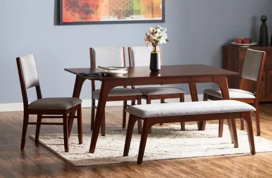 Evon 6-Seater Wooden Top Dining Set