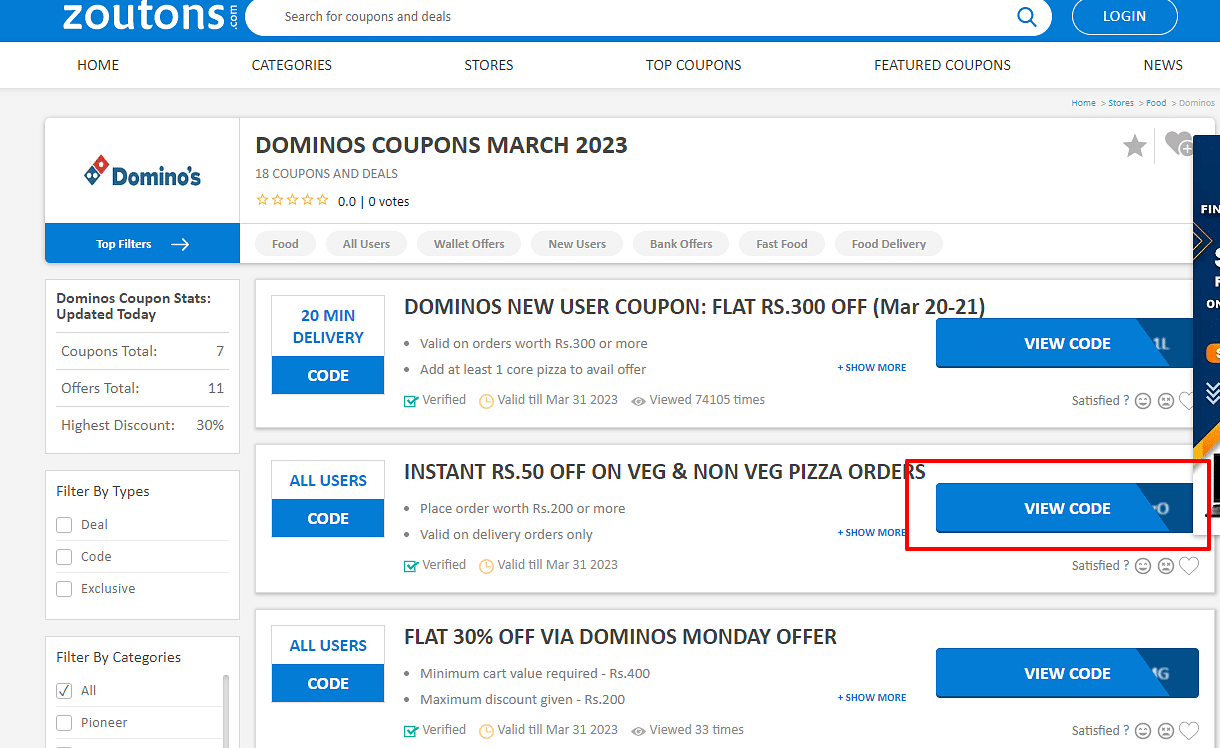 Free Dominos Codes 2025