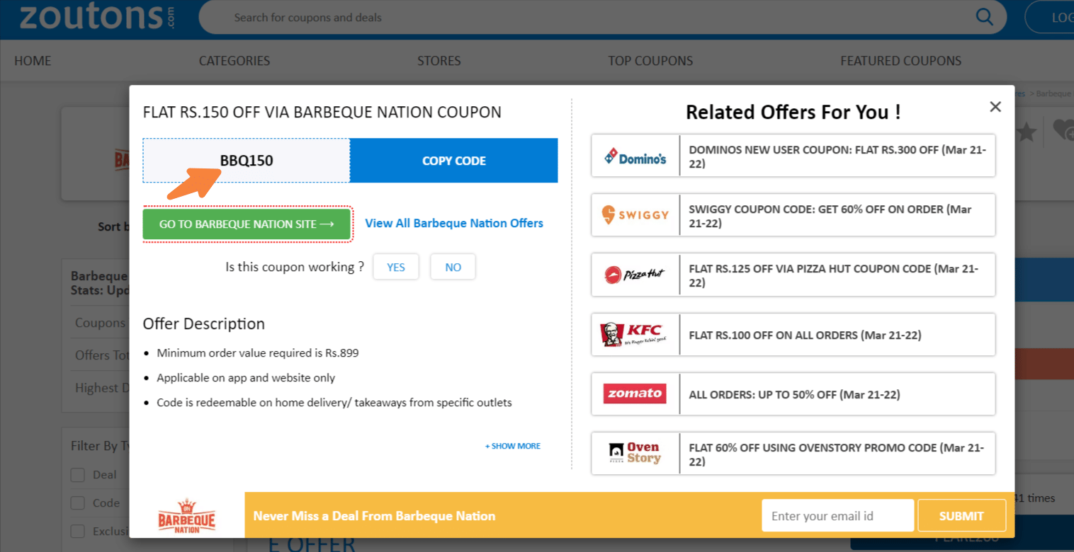 Barbeque Nation Coupons Offers Flat Rs 200 Off September 2023